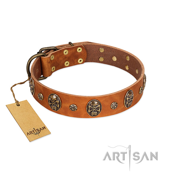Comfortable full grain natural leather collar for your canine