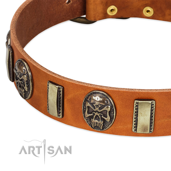 Rust resistant buckle on genuine leather dog collar for your pet