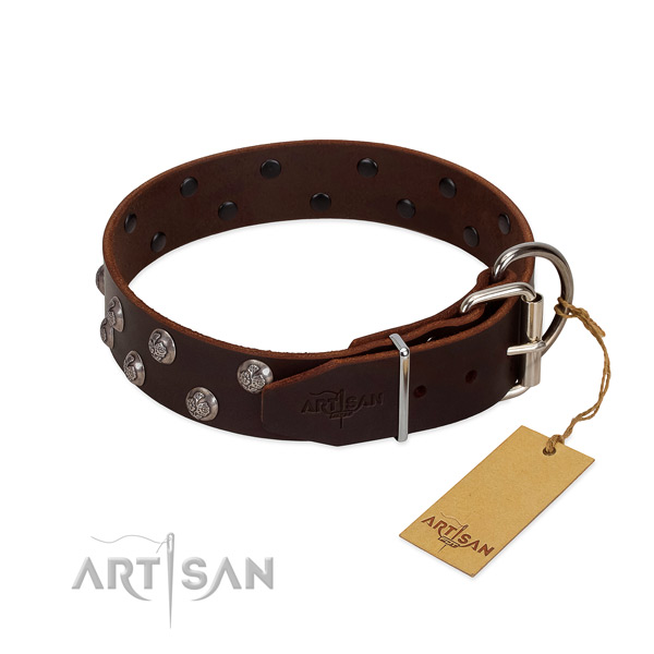Awesome collar of full grain natural leather for your dog