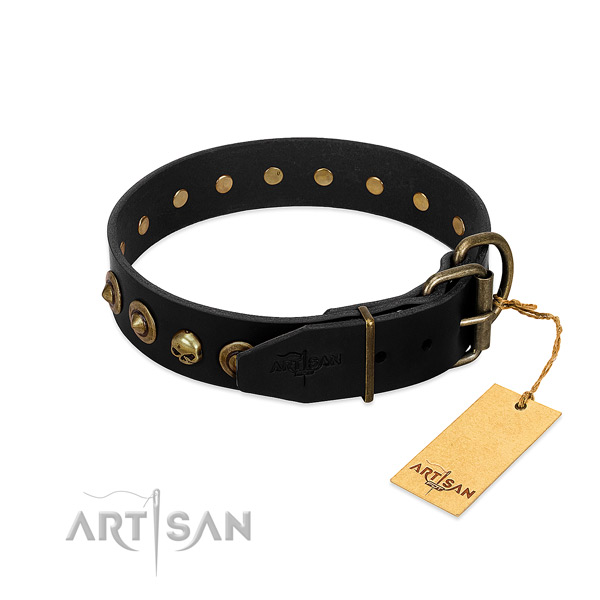 Leather collar with stunning embellishments for your canine