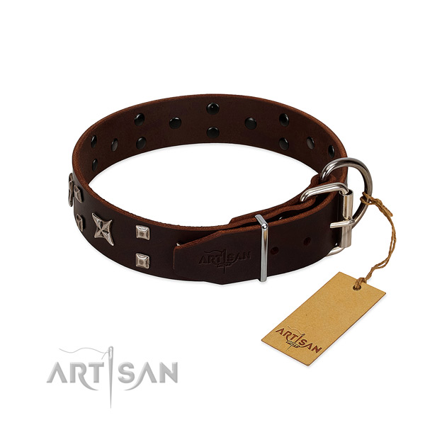 Top rate leather collar handcrafted for your doggie