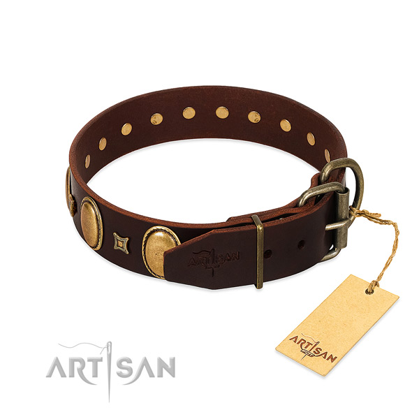 High quality full grain genuine leather collar created for your canine
