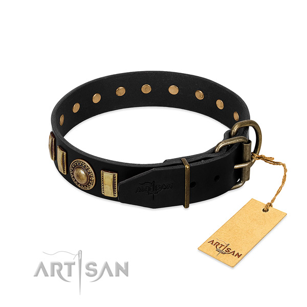Best quality genuine leather dog collar with studs