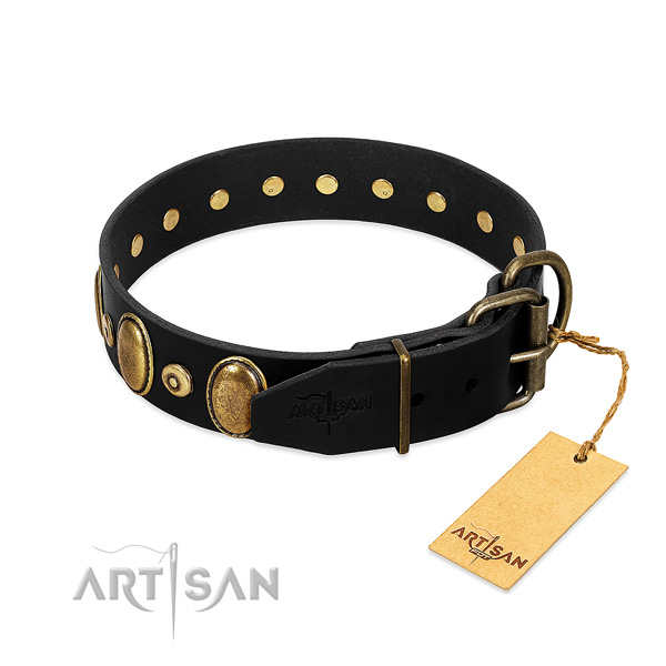 Strong studs on comfy wearing collar for your canine