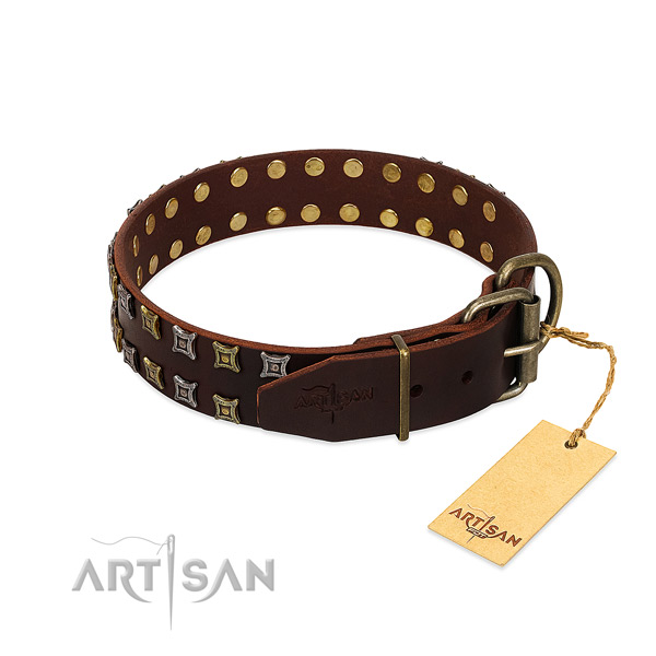 Soft to touch natural leather dog collar handcrafted for your pet
