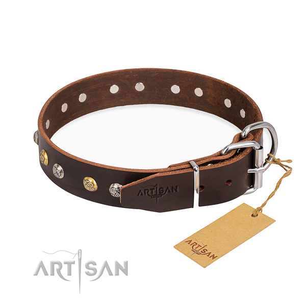 Practical leather collar for your elegant pet