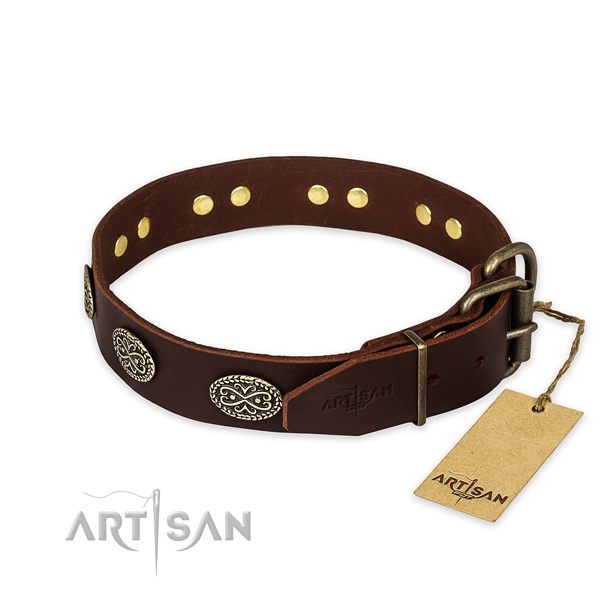 Inimitable design studs on full grain genuine leather dog collar