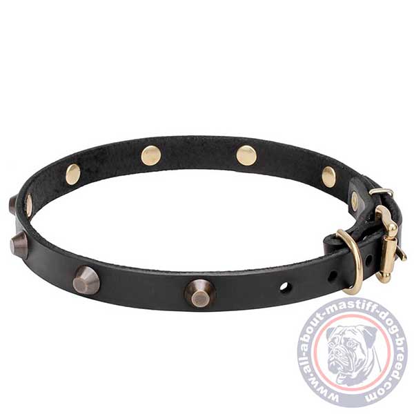 Fashion leather dog collar with decorations